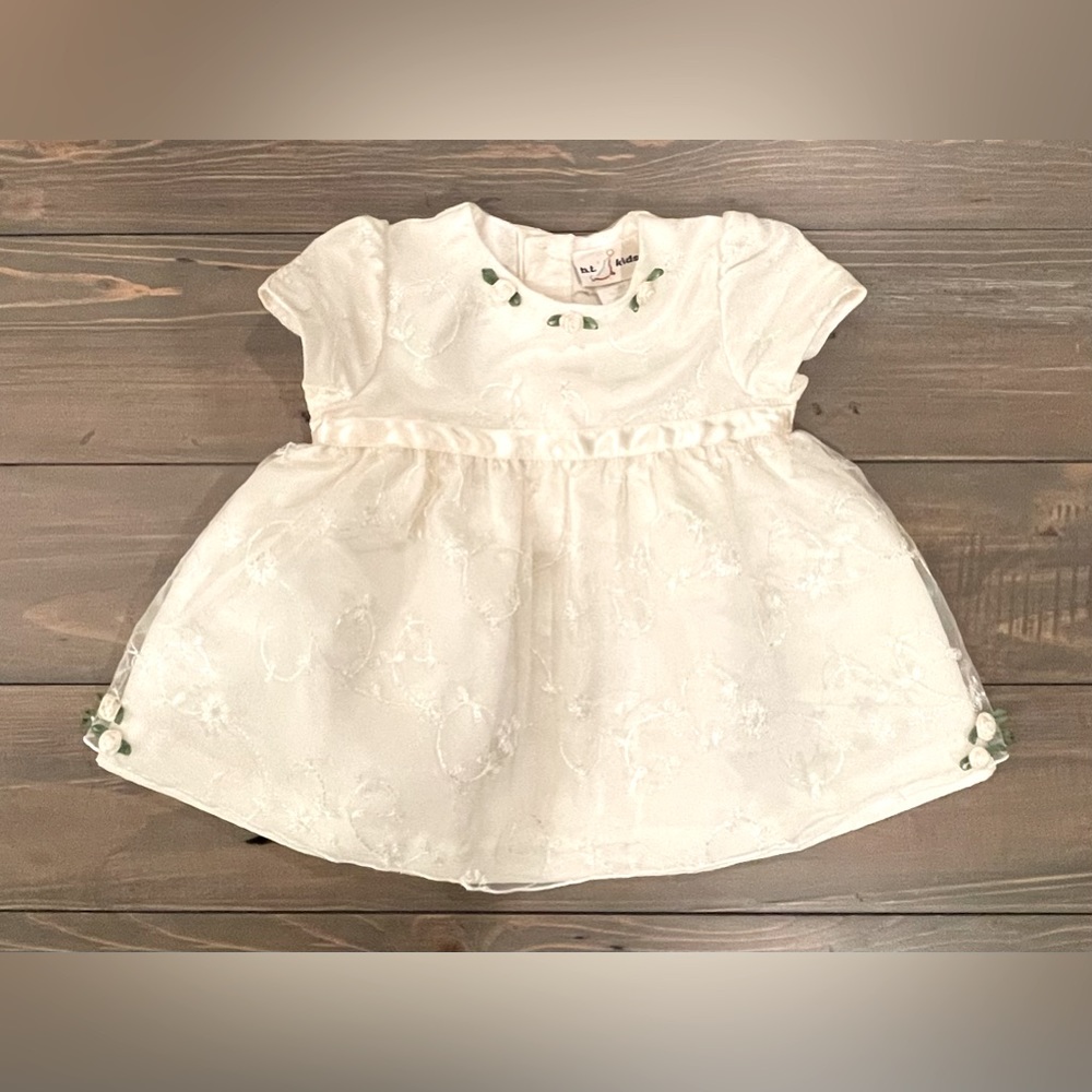 Formal Dress & Diaper Cover. 6-12 Months. Baptism, flower girl. Cream colored.